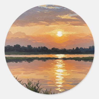 Adesivo Pôr do Sol Amarelo Quente junto ao Lago