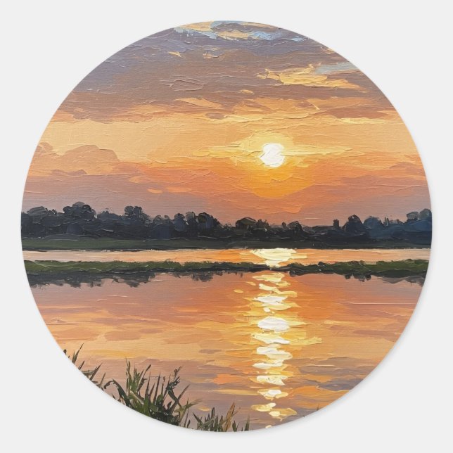 Adesivo Pôr do Sol Amarelo Quente junto ao Lago (Frente)