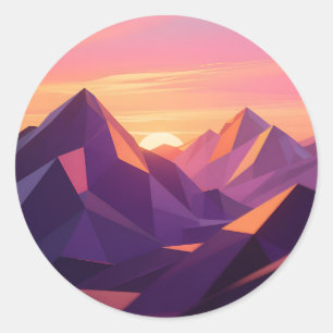 Adesivo Pôr do Sol Geométrico de Montanha Low Poly