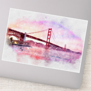 Adesivo Pôr do sol Golden Gate Bridge Pastel em São Franci