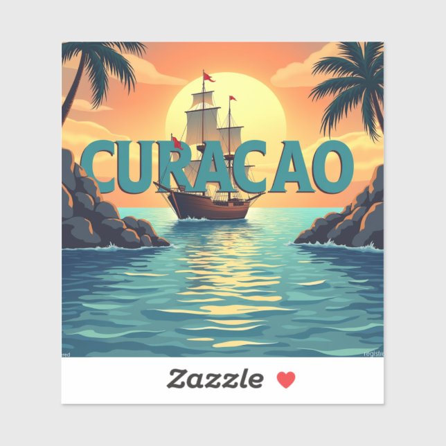Adesivo Pôr do sol lindo em curacao (Folha)