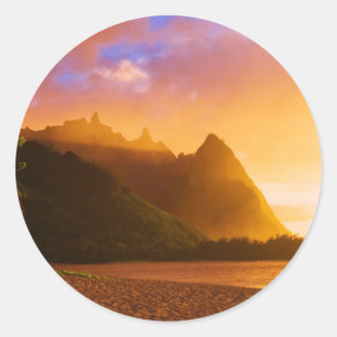 Adesivo Pôr do sol na praia dourada, Havaí