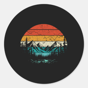 Adesivo Pôr do Sol Retro Floresta da Montanha Camping Natu