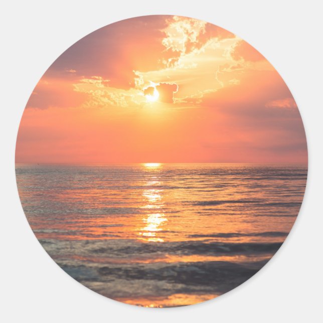 Adesivo pôr do sol sobre a água (Frente)