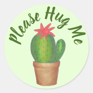 Adesivo Por Favor, Abraça-Me O Cactus De Planta Com Pó Ver