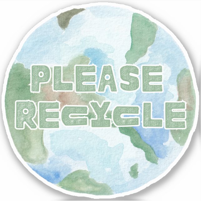 Adesivo Por favor, Reciclar Planeta Terra — Pastel de Aqua (Frente)