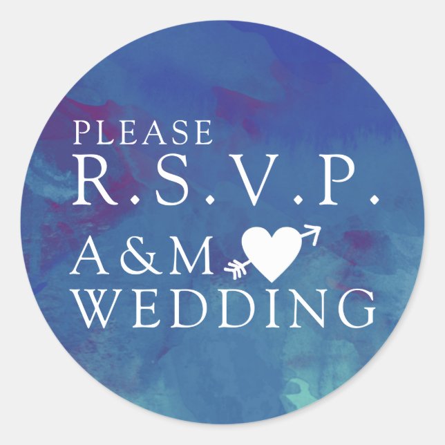 Adesivo por favor, RSVP casamento azul elegante (Frente)