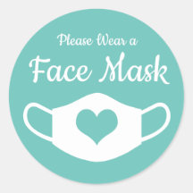 Por Favor Use Uma Máscara Facial Coração Azul e Br