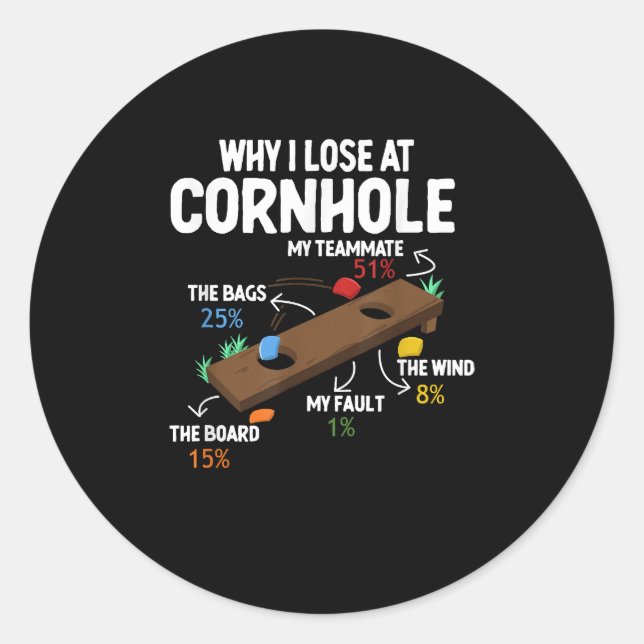 Adesivo Por que eu Perder Cornhole Chefe Humor (Frente)