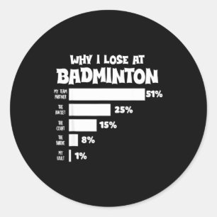Adesivo Por que Perco no Badminton Desculpas Divertidas Pe