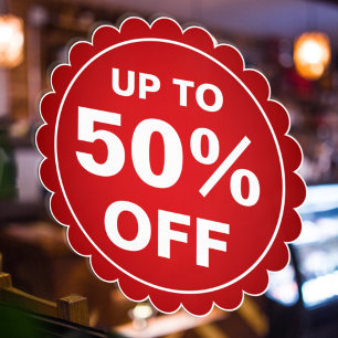 Adesivo Porcentagem de desconto promocional de oferta verm