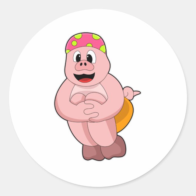 Adesivo Porco a saltar para a água (Frente)