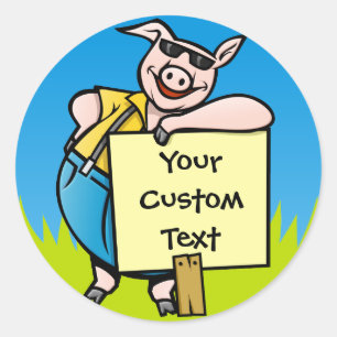 Adesivo Porco com sinal