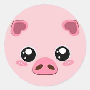 Adesivo Porco cor-de-rosa bonito
