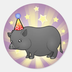Adesivo Porco da miniatura do aniversário