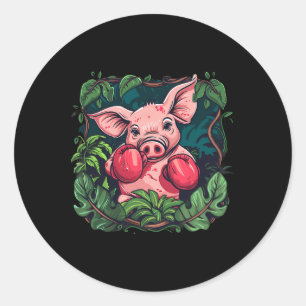Adesivo Porco de Boxe Com Luvas de Boxe Kickboxing Caixa E