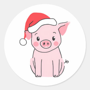 Adesivo Porco de Natal de Férias com Santa Hat