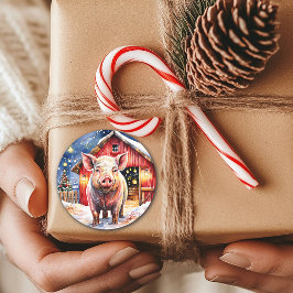 Adesivo Porco e celana de Natal Russo e Bonito