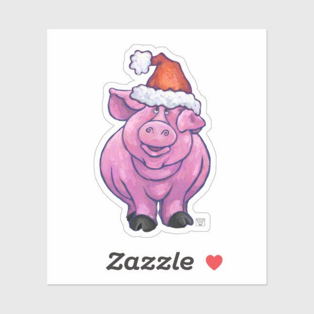 Adesivo Porco em um Chapéu Santa (Folha)