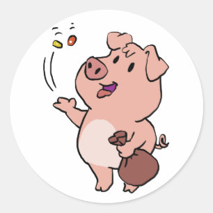 Adesivo Porco engraçado comendo doces  escolher cor de fu