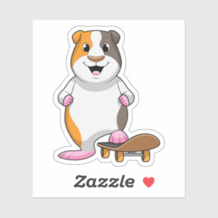 Adesivo Porco-guineense como Patinador com skate