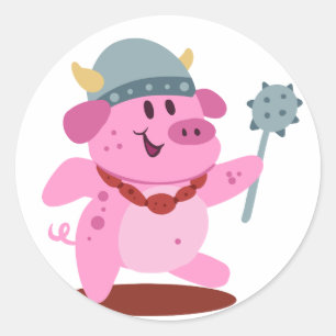 Adesivo Porco na fantasia de viking   escolher cor de fund