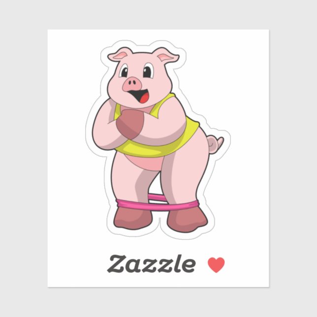 Adesivo Porco na Malhação com banda de borracha (Folha)