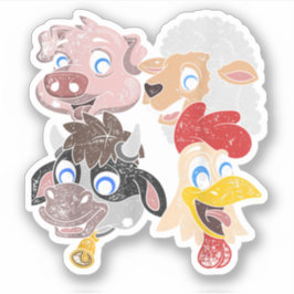 Adesivo Porco Ovelino Galinha Bebês Crianças Engraçadas Sq