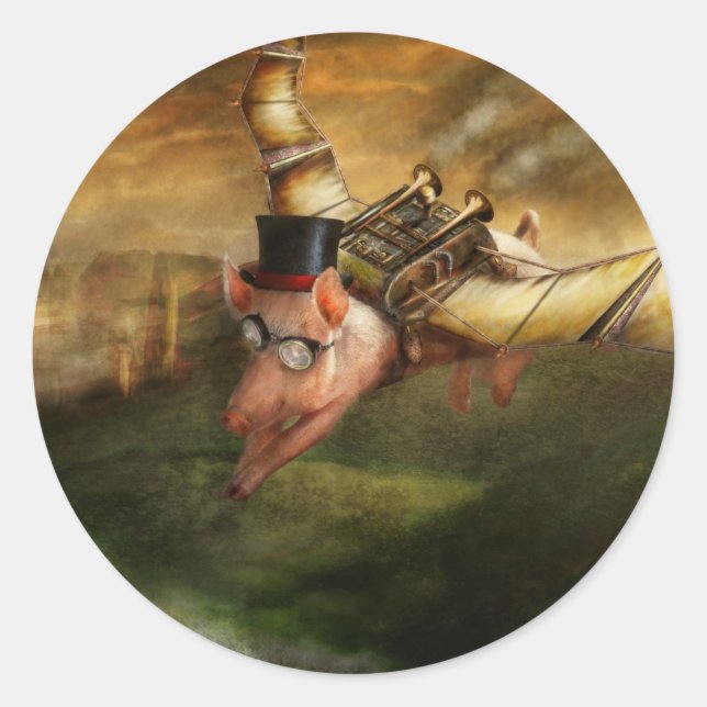 Adesivo Porco Voador - Steampunk - Os porcos voadores (Frente)