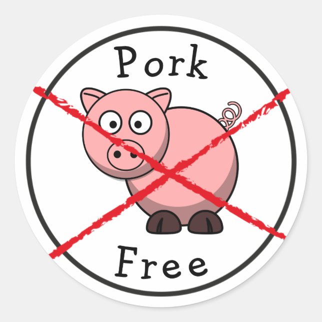 Adesivo Pork Free No Pigs Comida Label Alergias Sticker (Frente)