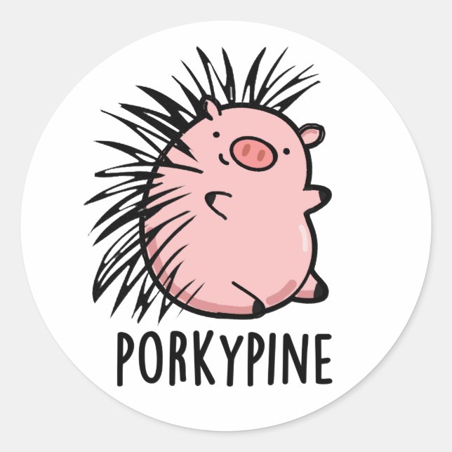 Adesivo Porky-Pine Funny Porcupine Pig Pun (Frente)