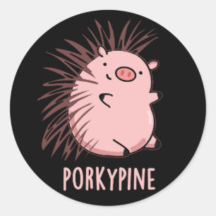 Adesivo Porky-pine Funny Porcupine Pun Dark BG