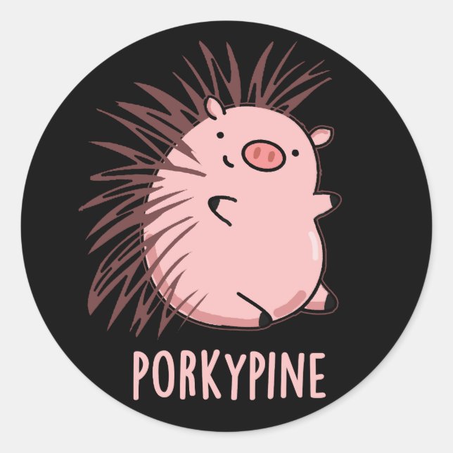 Adesivo Porky-pine Funny Porcupine Pun Dark BG (Frente)