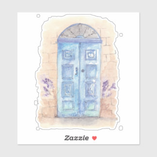 Adesivo Porta de arte de aquarela azul
