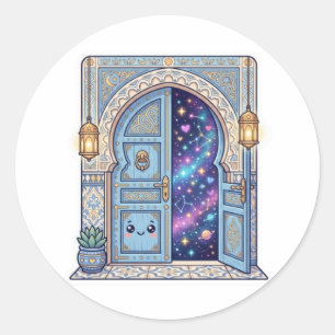 Adesivo Porta Marroquina Mágica Kawaii Fofa Galáxi