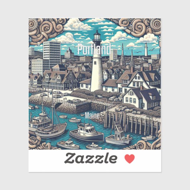 Adesivo Portland Maine 3 Inch Vinyl Sticker (Folha)