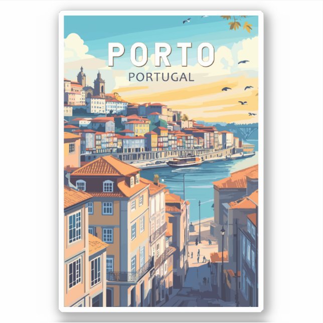 Adesivo Porto Portugal Viagem Art Vintage (Frente)