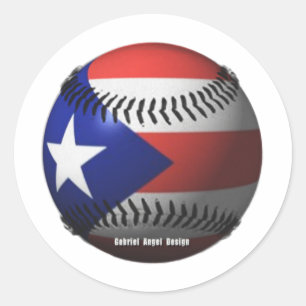 Adesivo Porto Rico Flag cobrindo um beisebol