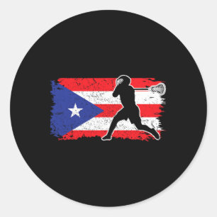 Adesivo Porto Rico Flag Lacrosse Lover Lax Player USA Flag
