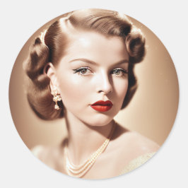 Adesivo Portrait of a beautiful classic pinup 1950