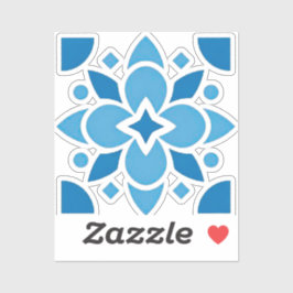 Adesivo Portuguese Azulejo Blue Tile Floral Vinyl Sticker