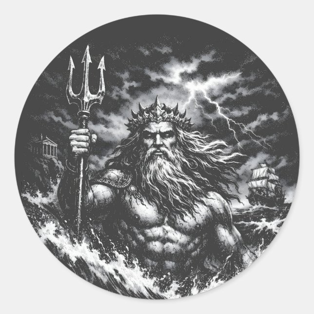 Adesivo Poseidon — Senhor das Profundezas por BurnsInHell (Frente)
