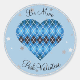 Adesivo Posh Argyle Blue Sparkle Big Heart