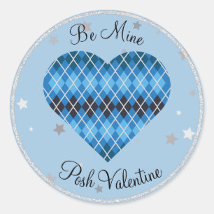 Adesivo Posh Argyle Blue Sparkle Big Heart