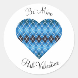 Adesivo Posh Argyle Dark Blue Big Heart