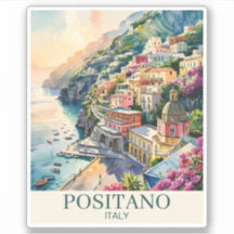 Positano Itália Costa Amalfi Paisagem Aquarela