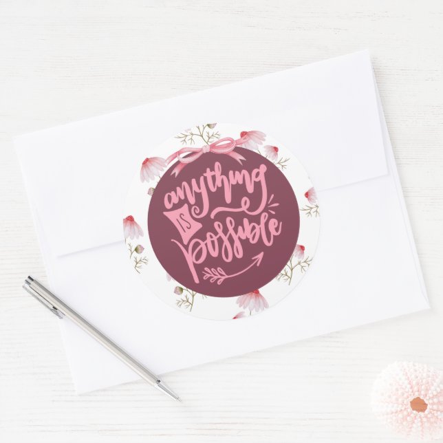 Adesivo Positividade Qualquer Coisa é Possível Mauve Flora (Envelope)