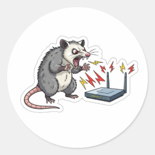 Adesivo Possumo Bravo WiFi Raiva Cartoon - Tecnologia Dive