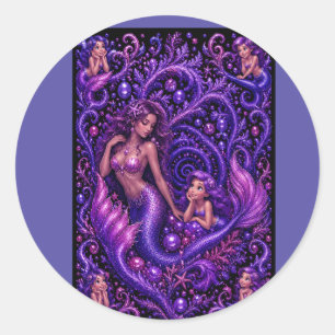 Adesivo Pôster de Arte Fantasia Mermaid Duo Oceano Sonho R