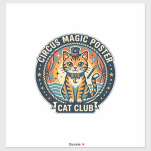 Adesivo Pôster de Magia de Circo Gato Design de Gatinho Fo